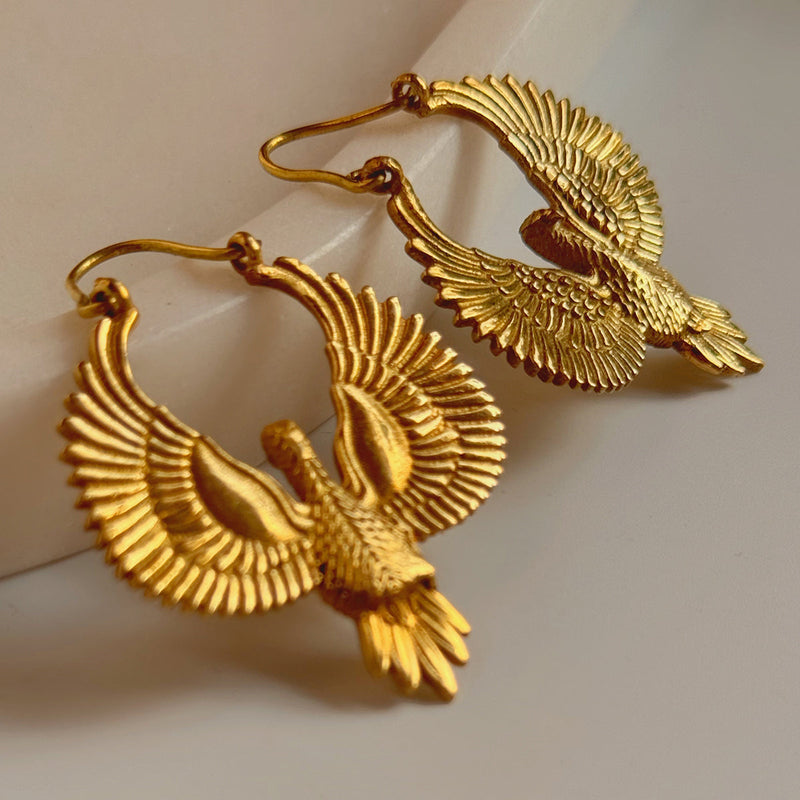 Brass Dangler Earrings for Women | Falcon Design | Gold Tone