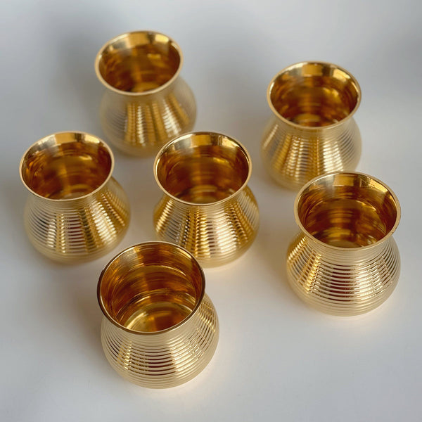 Brass Glass | Matki Shape | Gold | Single piece | 250 ml.