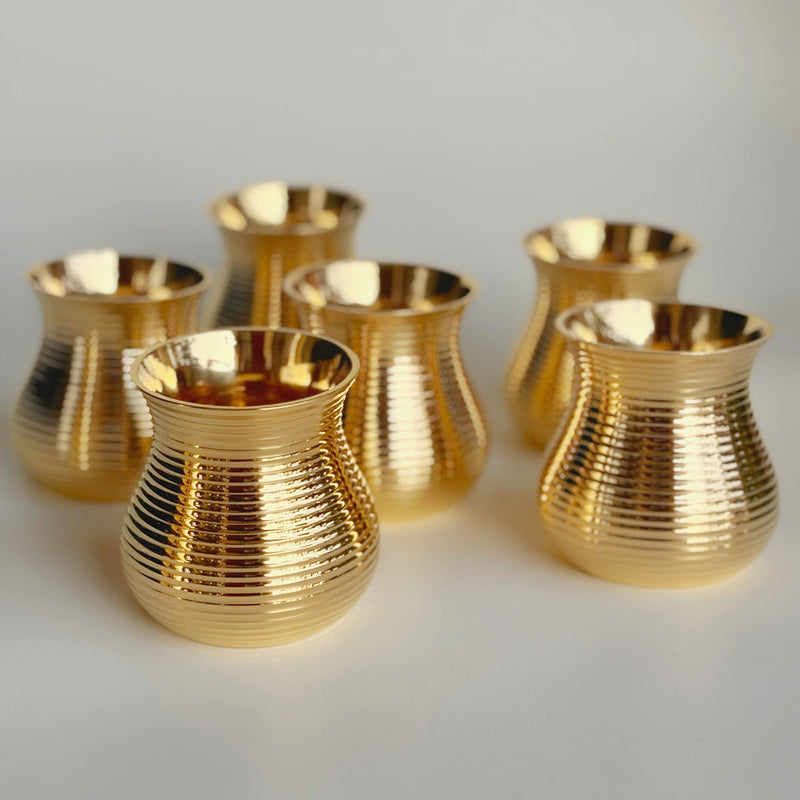 Brass Glass | Matki Shape | Gold | Single piece | 250 ml.