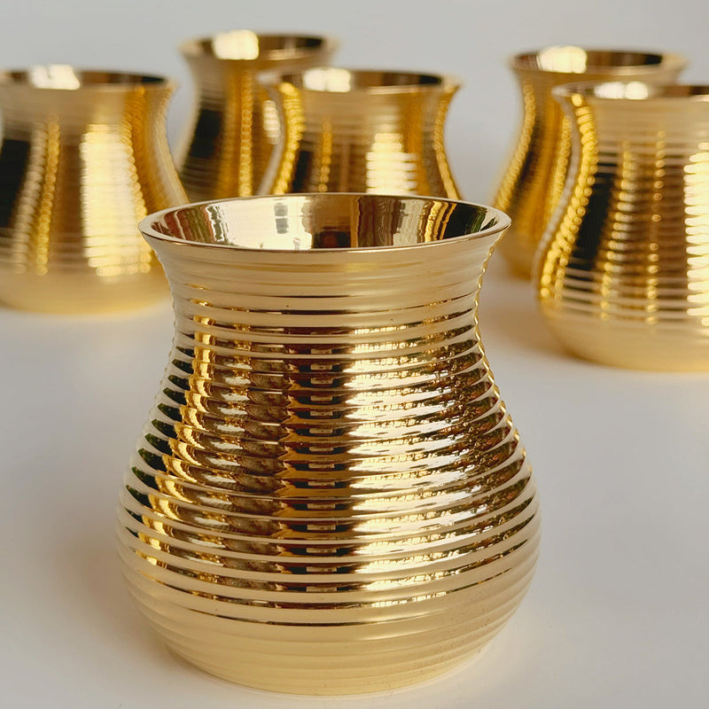 Brass Glass | Matki Shape | Gold | Single piece | 250 ml.