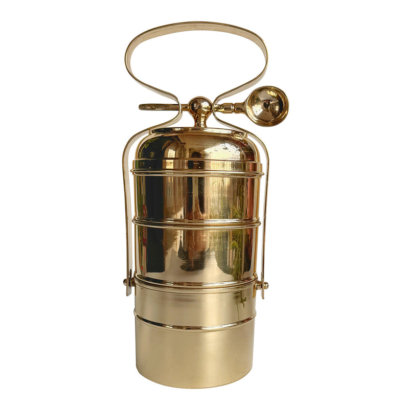 Brass Tiffin Box | 3 Layer | Gold | 36 cm