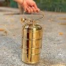 Brass Tiffin Box | 3 Layer | Gold | 36 cm