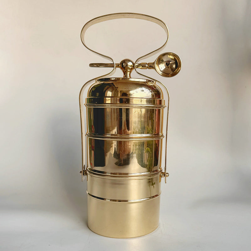 Brass Tiffin Box | 3 Layer | Gold | 36 cm