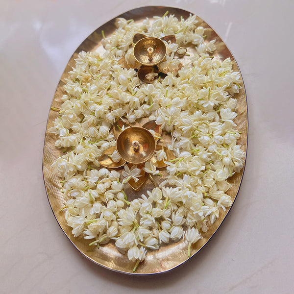 Brass Diya | Floral Design | Gold | 12 cm