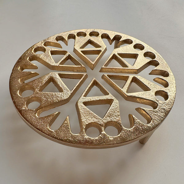 Metal Trivet Pot Holder | Round Shape | Gold | 18 inches
