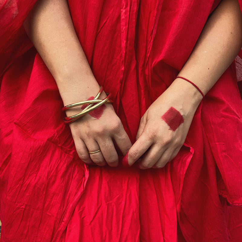 Brass Bangle for Women | Triple Band Design | Gold Tone