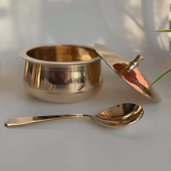 Bronze Serving Bowl Set | with Ladles | Gold | 6 Pcs