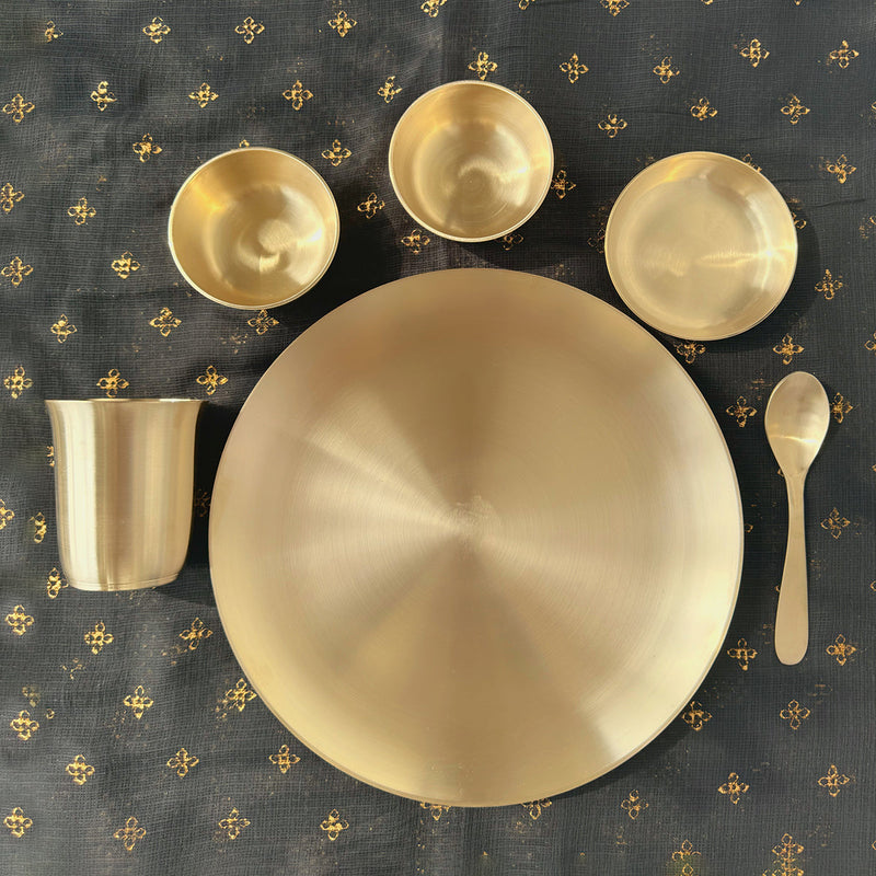 Bronze Thali Set | Kansa Gold | 6 Pcs