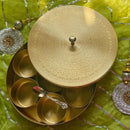 Brass Masala Box | Rangoli Design | 7 Containers | 8 inches