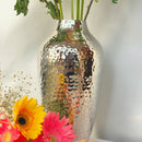 Metal Vase | Urn Shape | Silver | 36 cm