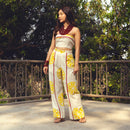 Kala Cotton Dress Set For Women | Crop Top & Pant | Lemon Printed | Yellow