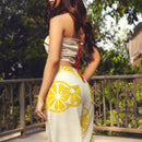 Kala Cotton Dress Set For Women | Crop Top & Pant | Lemon Printed | Yellow