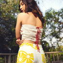 Kala Cotton Dress Set For Women | Crop Top & Pant | Lemon Printed | Yellow