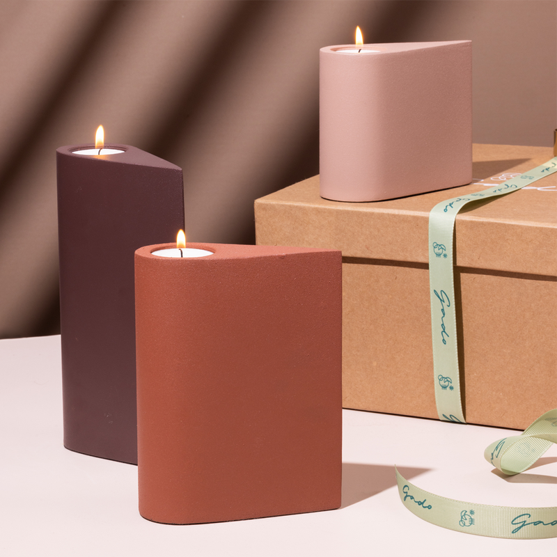 Festive Gift Hampers | Tea Light Holders | Iron | Pink & Brown | Set of 3