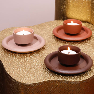 Diwali Gift Hampers | Tea Light Holders | Iron | Brown & Pink | Set of 3