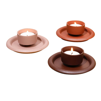 Diwali Gift Hampers | Tea Light Holders | Iron | Brown & Pink | Set of 3