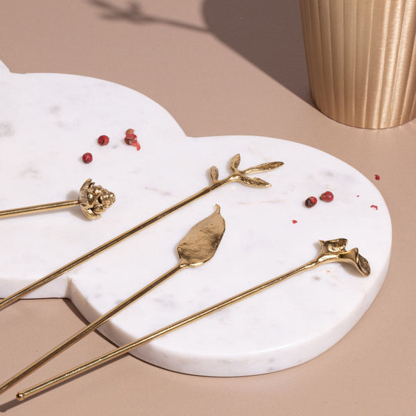 Festive Gifts | Brass Cocktail Stirrer | Gold | Set of 4