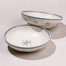 Ceramic Snacks Bowls | Ivory & Teal | 19 cm | Set of 2