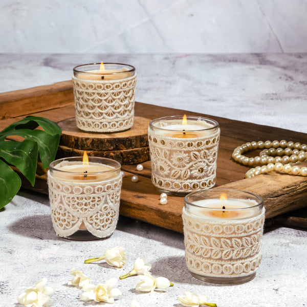 Votive Candles | Soy Wax Scented Candles | White Oud | Set of 4