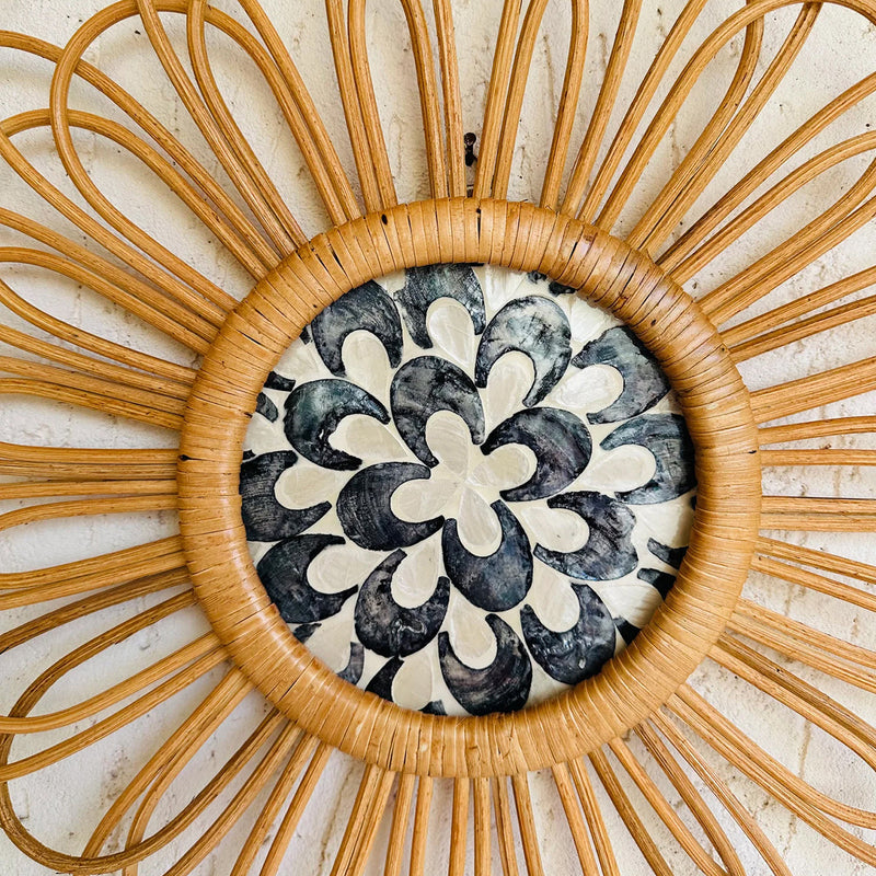 Cane Wall Decor | Floral Design | Beige | 50 cm