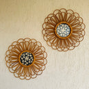 Cane Wall Decor | Floral Design | Beige | 50 cm