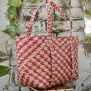 Natural Grass Tote Bag | Water Reed | Beige & Pink