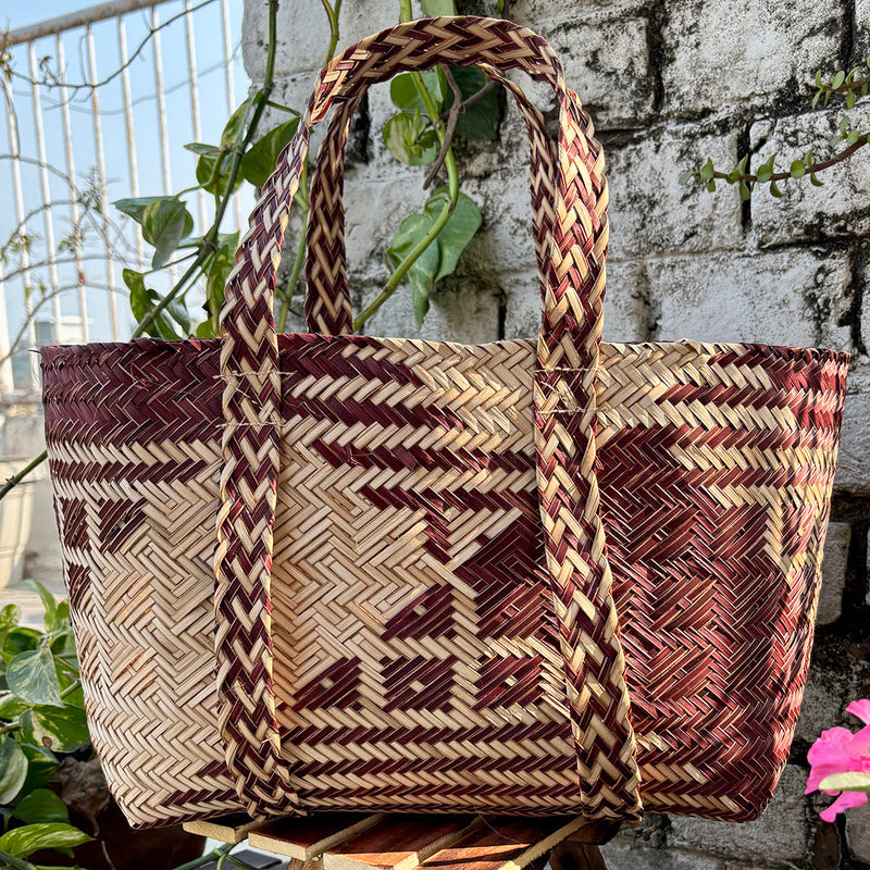 Natural Grass Tote Bag | Water Reed | Beige & Brown