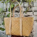 Natural Grass Tote Bag | Water Reed | Beige & Yellow