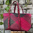 Natural Grass Tote Bag | Water Reed | Red & Black