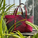 Natural Grass Tote Bag | Water Reed | Red & Black