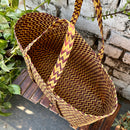 Natural Grass Tote Bag | Water Reed | Brown & Yellow