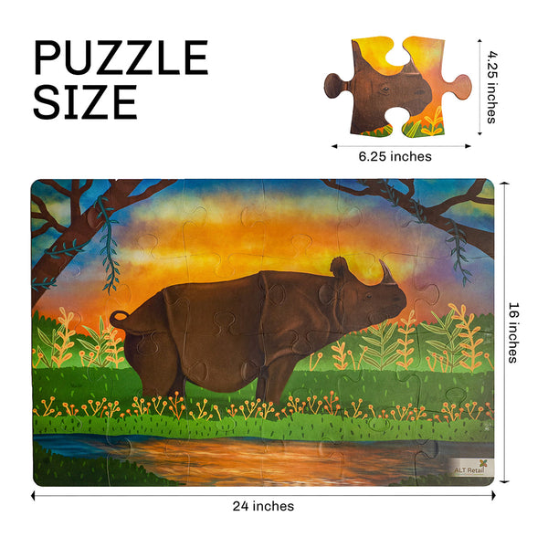 Board Games for Kids | Floor Puzzle Game | Indian Rhinoceros | 24 Pcs