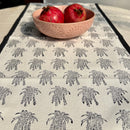 Cotton Dining Table Runner | Floral Design | Black & Off-White
