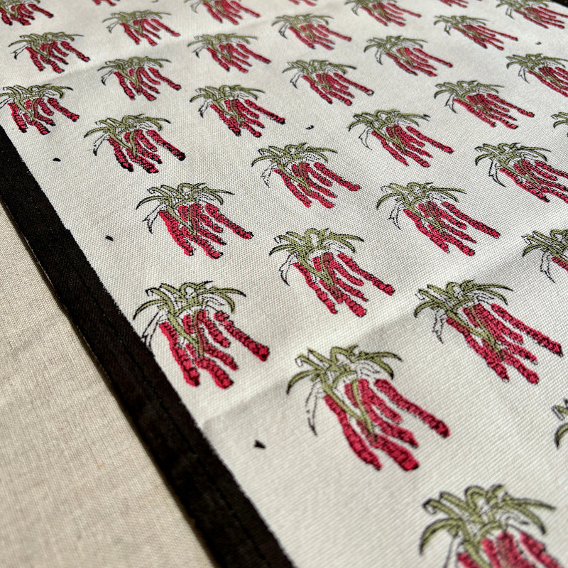 Cotton Table Runner | Floral Motifs | Black & Red