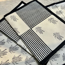 Cotton Table Mats | Place Mats | Striped | Black & Off-White | Set of 2