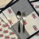 Cotton Table Mats | Place Mats | Striped | Black & Red | Set of 2
