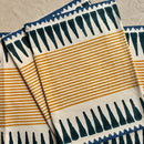 Cotton Table Mats | Place Mats | Striped | Blue & Mustard Yellow | Set of 2