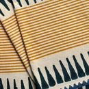 Cotton Table Mats | Place Mats | Striped | Blue & Mustard Yellow | Set of 2