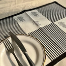 Cotton Table Mats | Place Mats | Striped | Black & Off-White | Set of 6