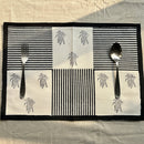 Cotton Table Mats | Place Mats | Striped | Black & Off-White | Set of 6