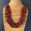 Wooden Beads Necklace | Wax Cotton Dori | Brown & Red