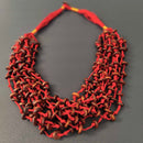 Wooden Beads Necklace | Wax Cotton Dori | Brown & Red