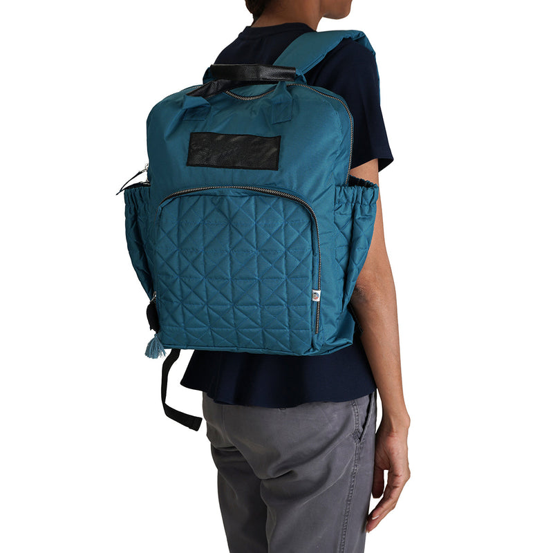 Baby Diaper Bag Backpack | Recyled Nylon & Vegan Leather | Teal Green