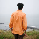 Linen Shirt For Men | Hand Painted | Deep Orange