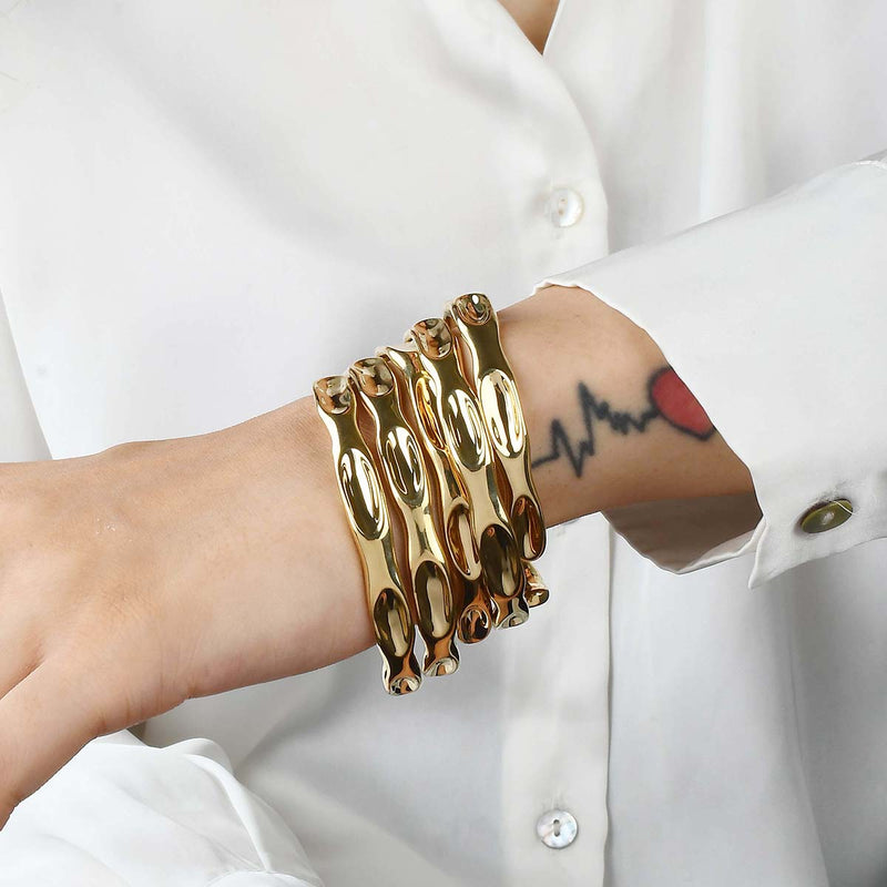 Molten Hand-Cuff Bangle | 18K Gold Plated