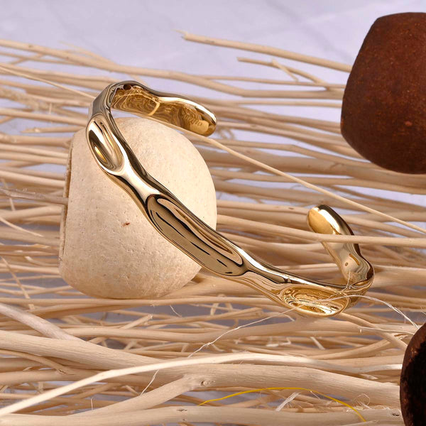 Molten Hand-Cuff Bangle | 18K Gold Plated