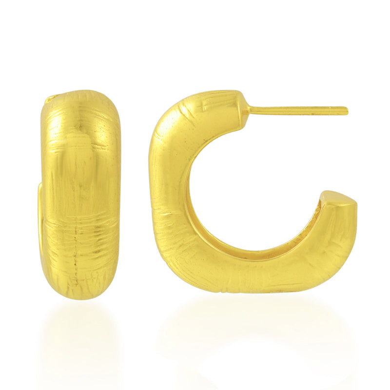 Textured Square Hoops for Women | 18K Gold Plated