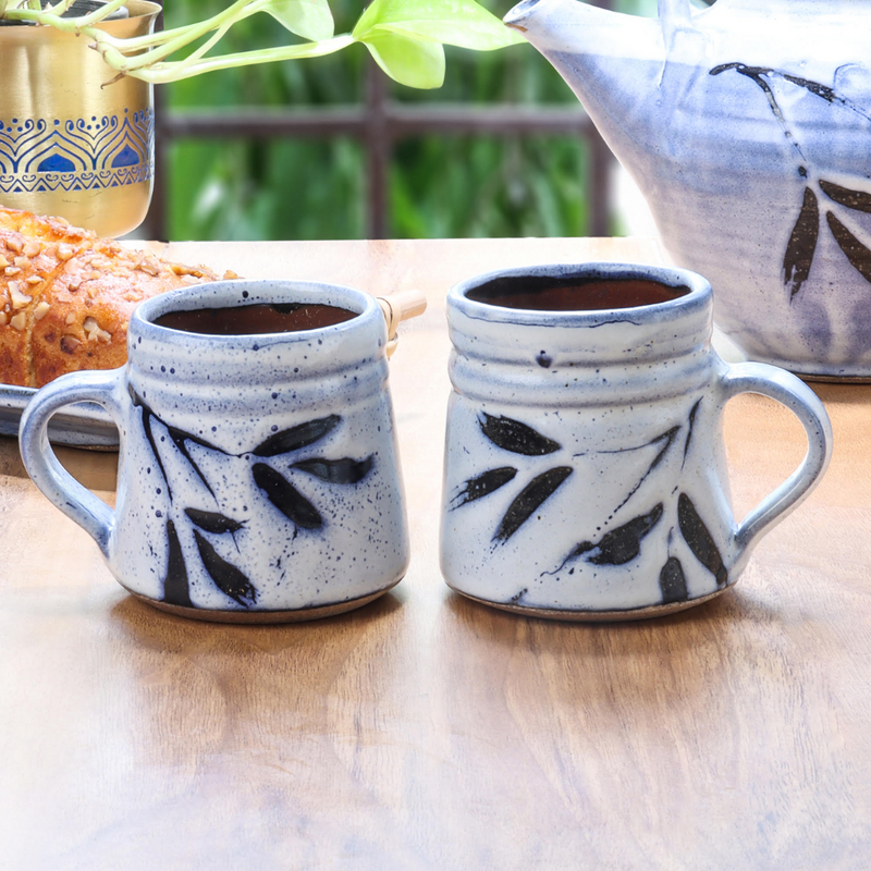 Studio Pottery Ceramic Mugs | Set of 2 | Blue