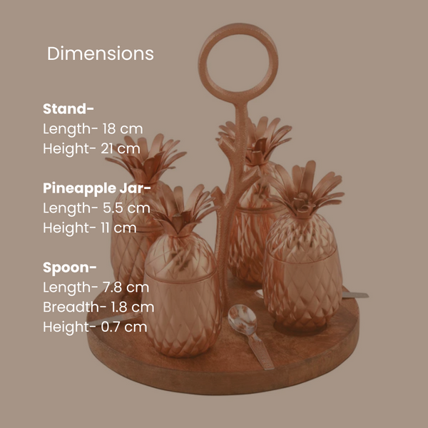 Copper Finish Condiment Set | Pineapple Shape | 4 Pieces