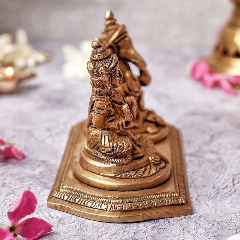 Brass Ganesh And Lakshmi Idols | Gold | 8 cm